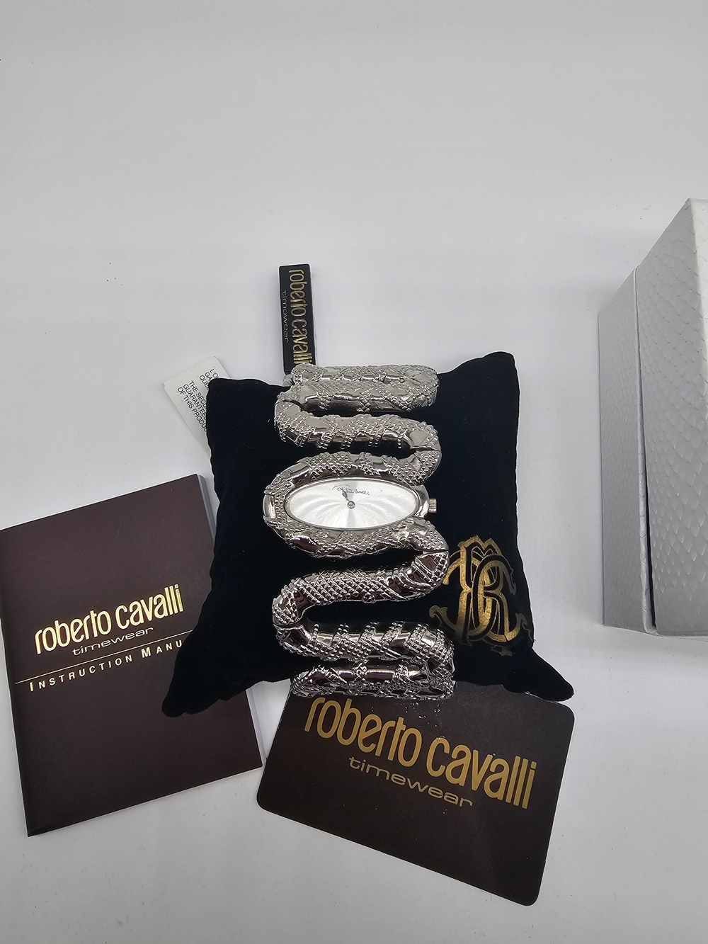 Roberto Cavalli Silver Snake Bracelet Watch